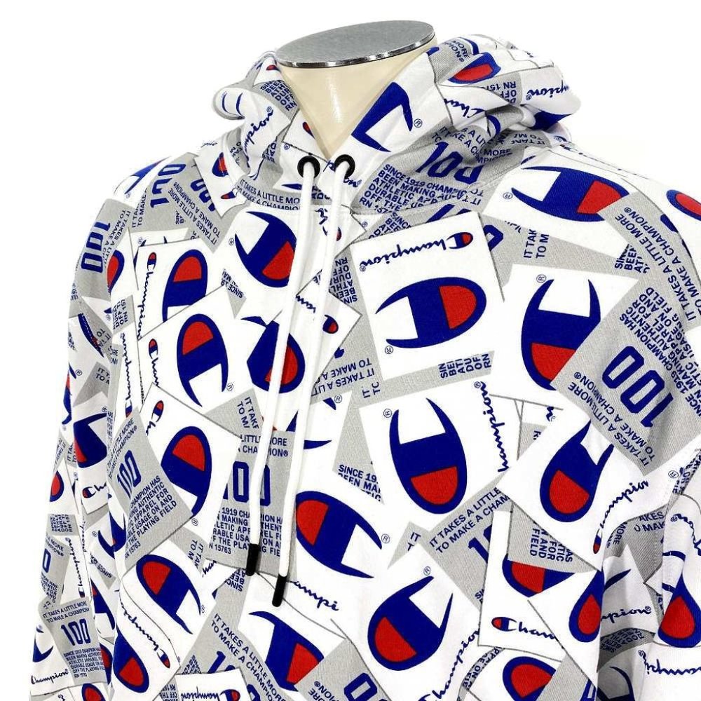 NWT Champion 100th BIG C LOGO All Over Print‎ Hoodie Sweatshirt XS 100 Mens